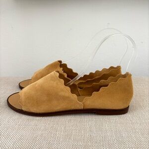 Klub Nico Georgette Scalloped d'Orsay Flats NWOT Mustard Tan Suede Size 8